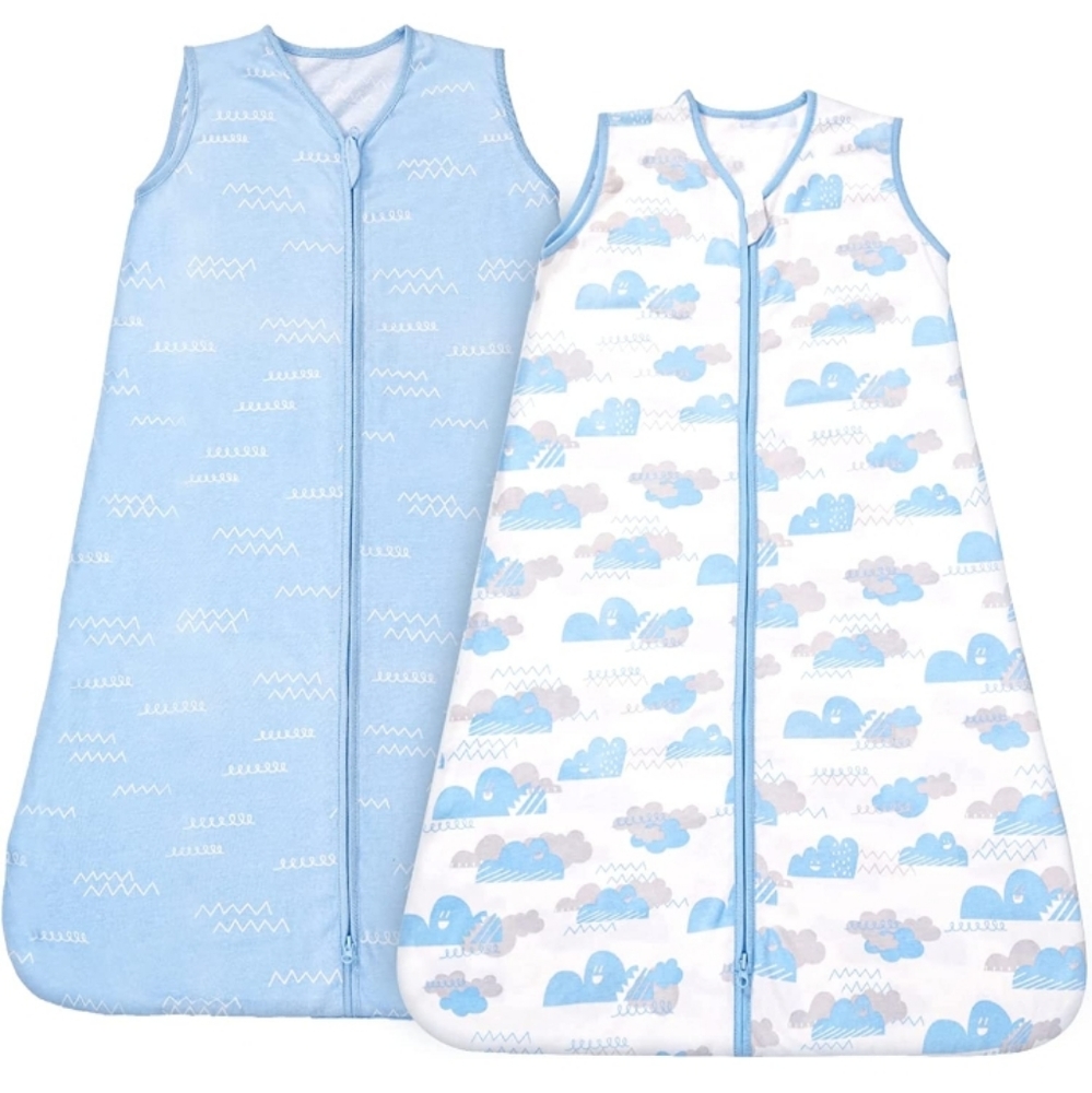 TILLYOU Sleep Sack - Cotton Wearable Blanket Baby 2-Pack Set, Fits Babies  6-12